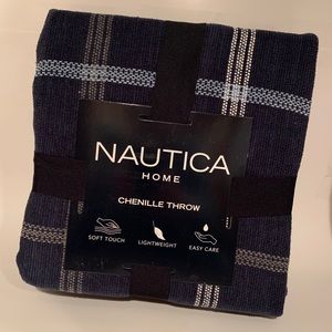 Nautica Chenille Throw Blanket Navy